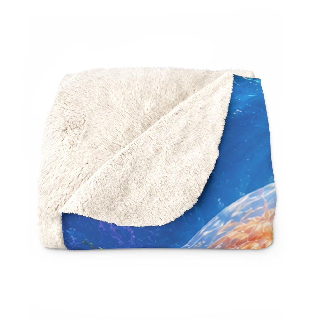 Jellyfish Ocean Sherpa Fleece Blanket — Cozy Underwater Glow Throw