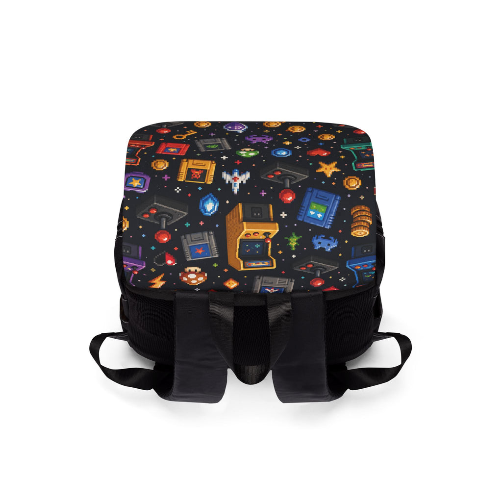 Retro Arcade Pixel Shoulder Backpack — Casual Gamer Shoulder Bag
