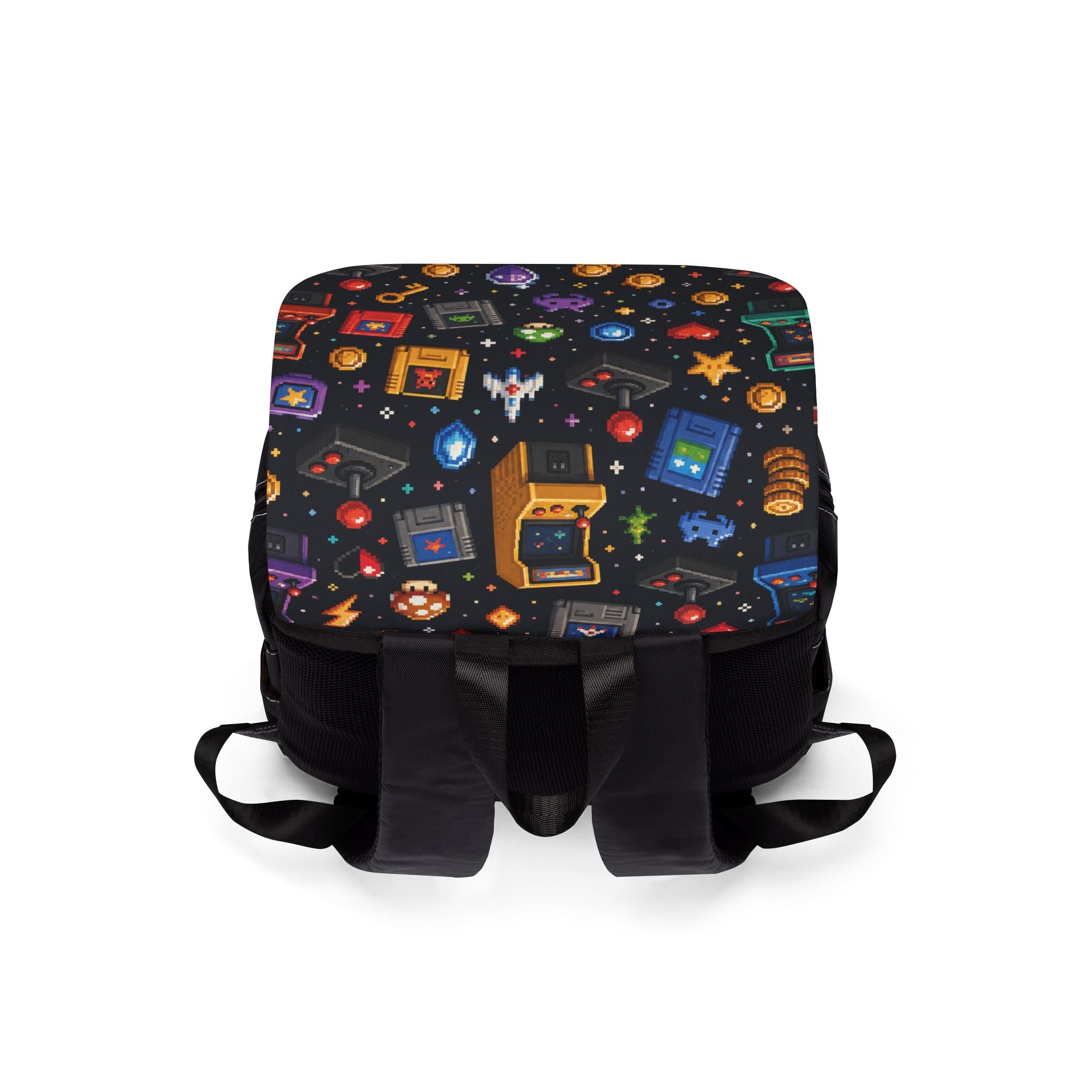 Retro Arcade Pixel Shoulder Backpack — Casual Gamer Shoulder Bag
