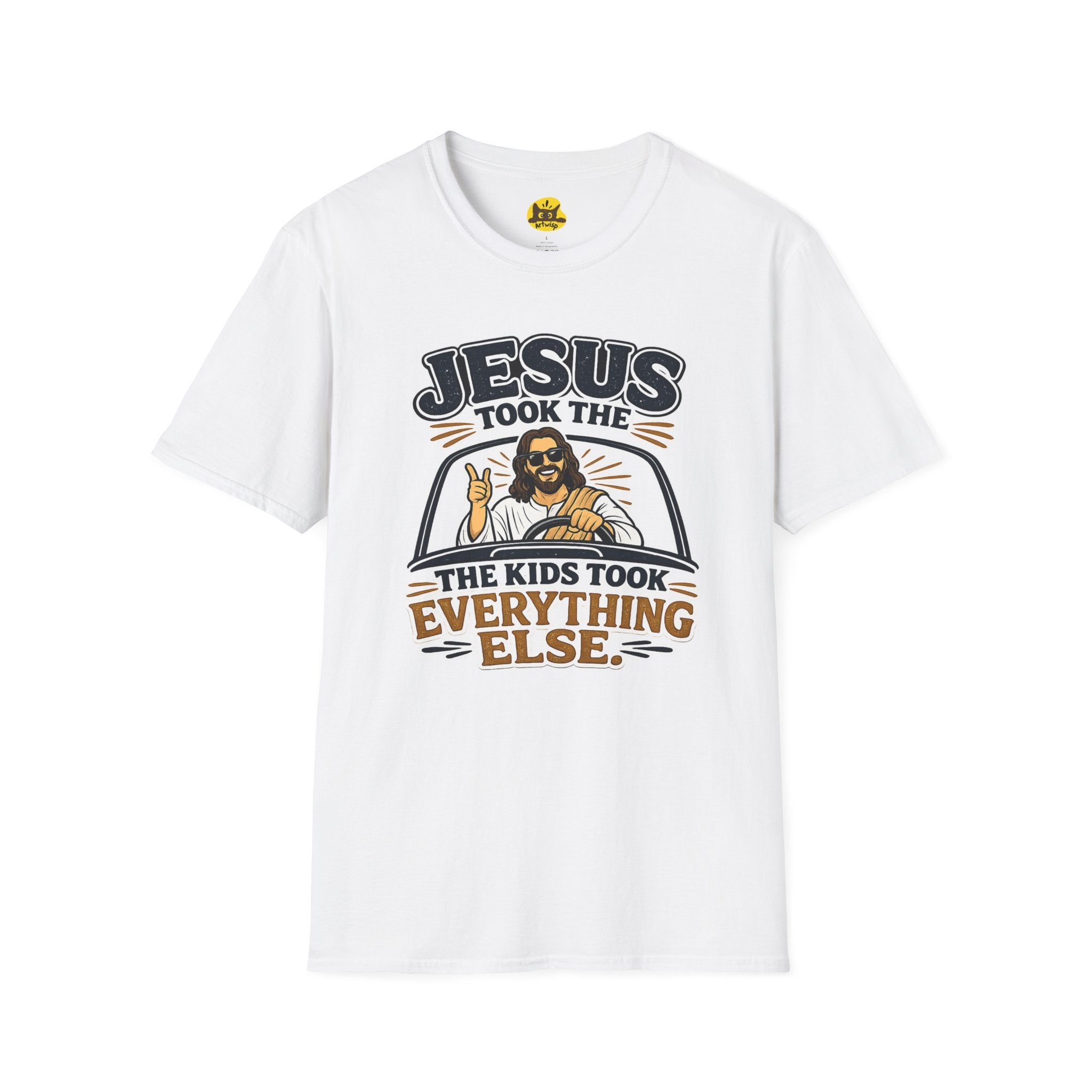 Jesus Took The Wheel T‑Shirt — "Jesus Took The Kids Took Everything Else" Christian Graphic Tee