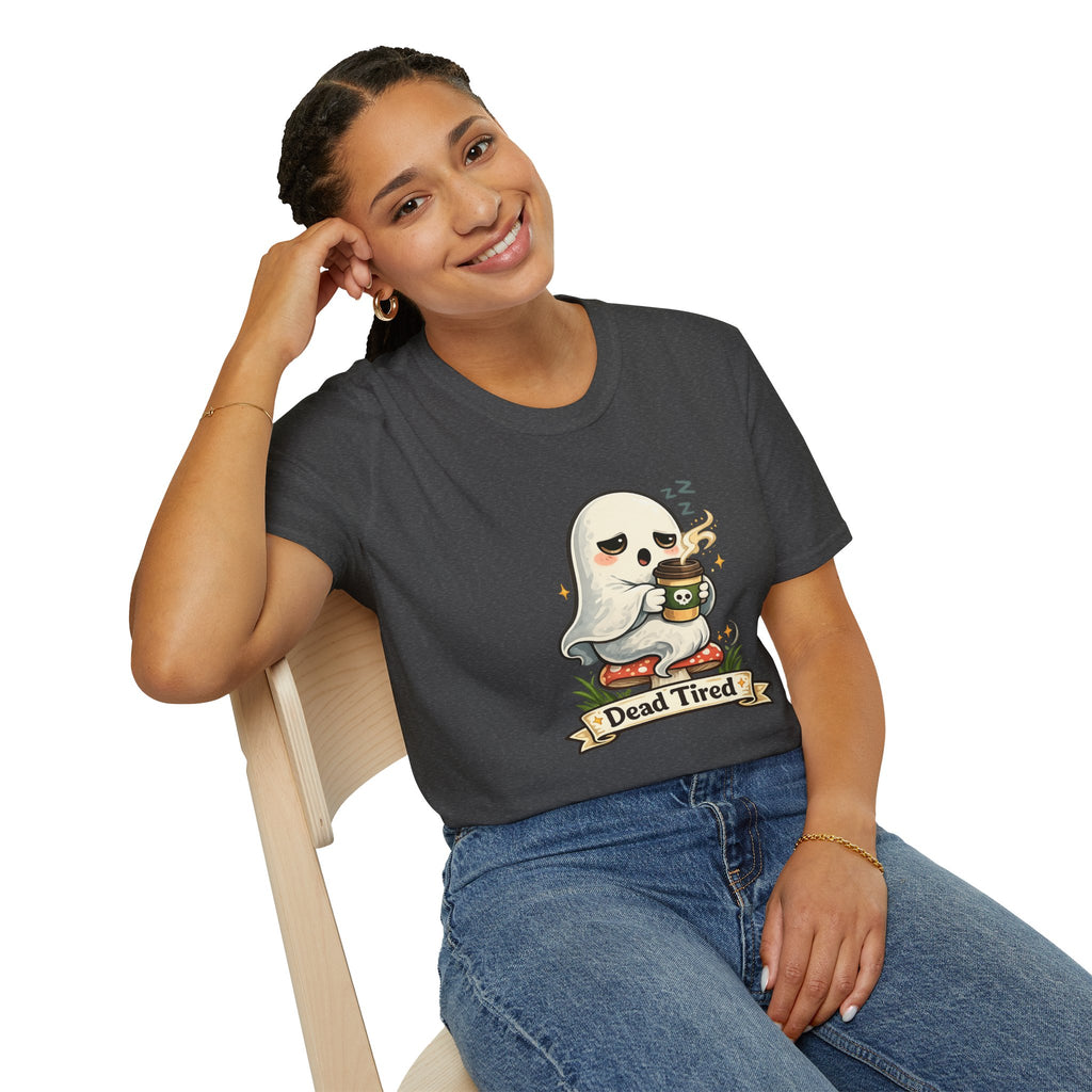 Ghost Coffee T‑Shirt — "Dead Tired" Cute Sleeping Ghost Tee