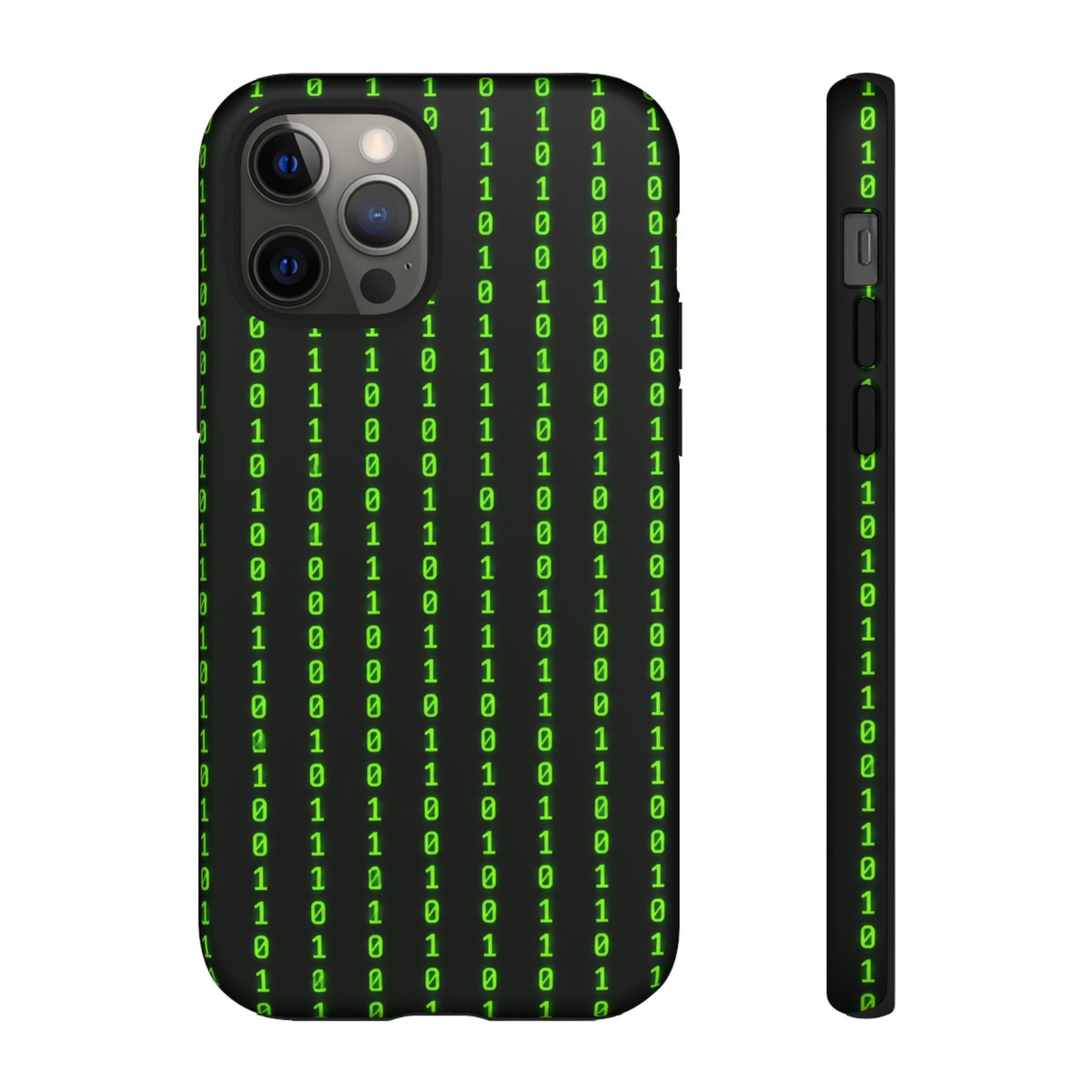 Coder Phone Case — Matrix Binary Code Green on Black Tough Case