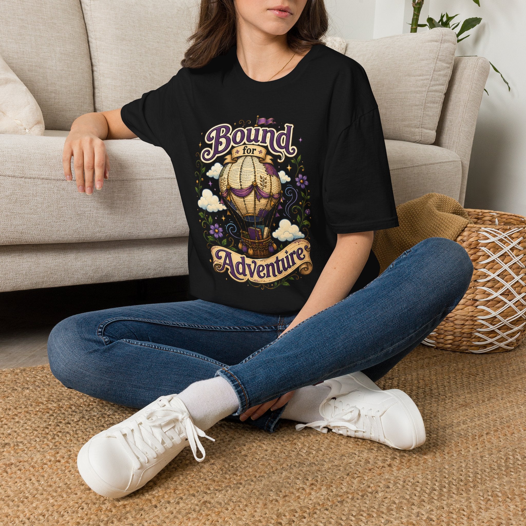 Adventure T-Shirt — “Bound for Adventure” Hot Air Balloon Travel Tee