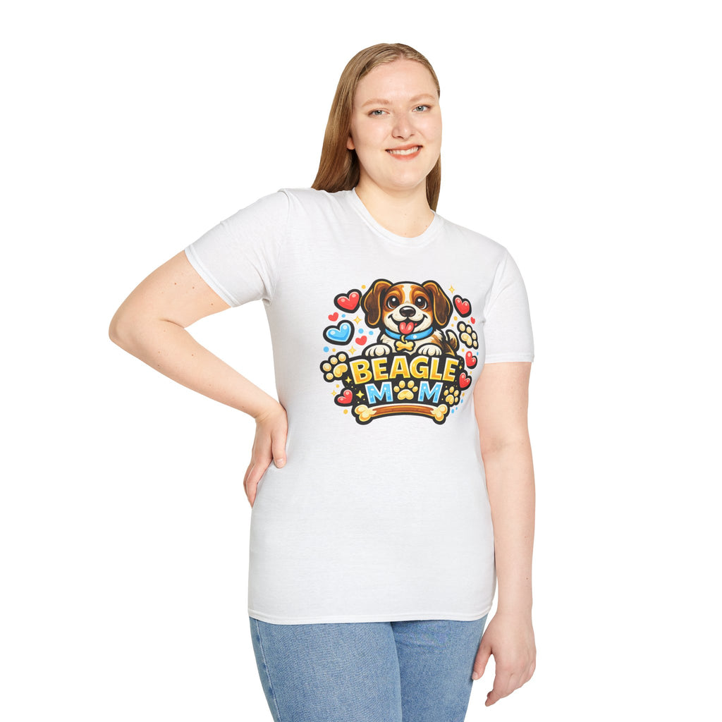 Beagle Mom T-Shirt — Cute Cartoon Paw & Heart Dog Mom Tee