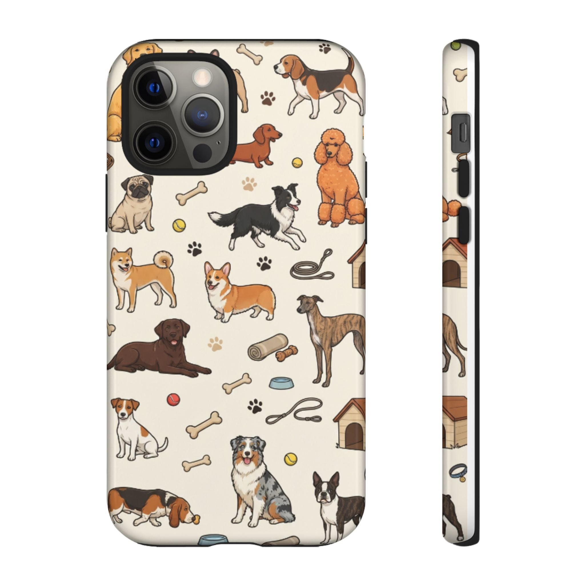 Dog Pattern Tough Phone Case — Cute Breed Collage Protective Cover