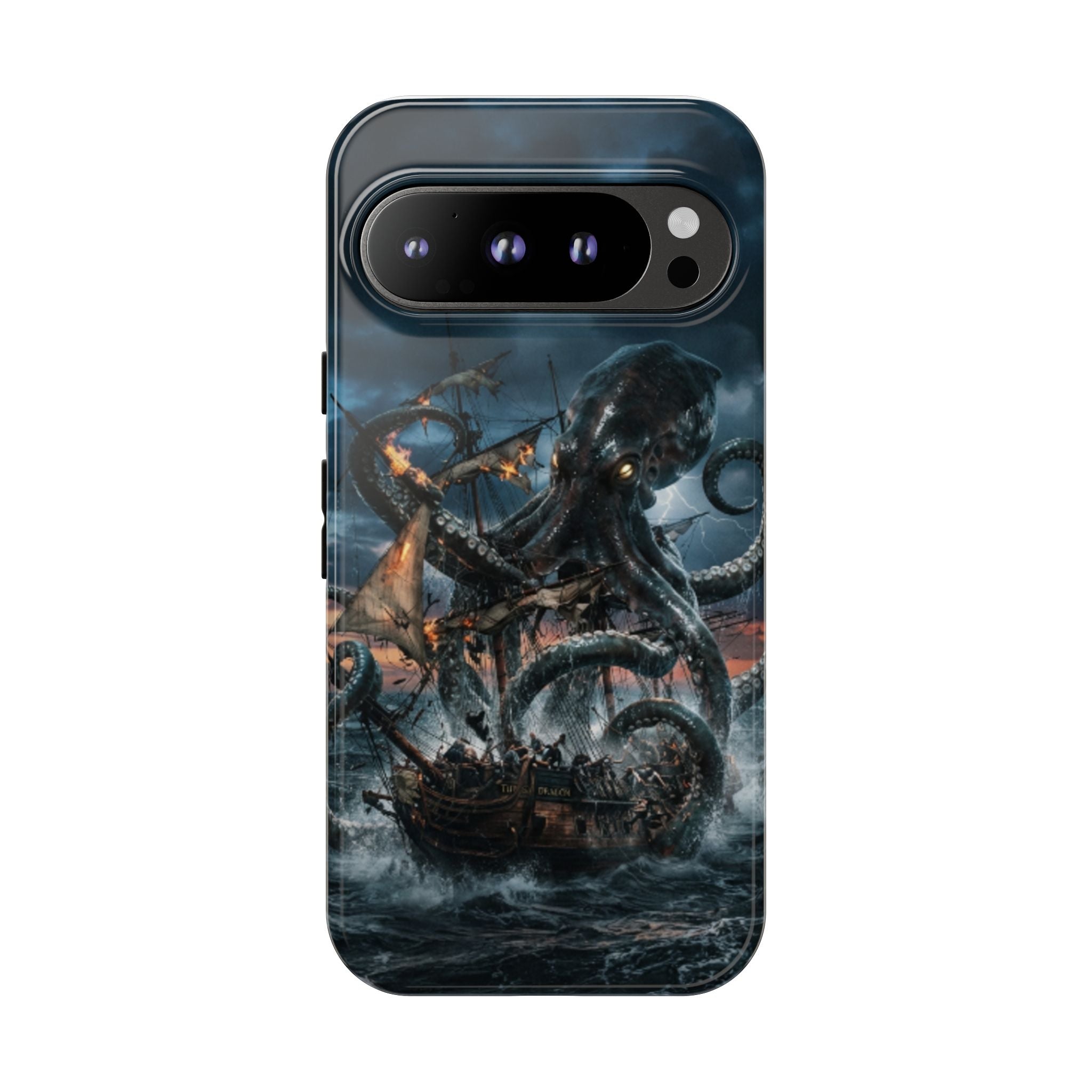 Kraken Sea Battle Phone Case — Ocean Monster Shipwreck Design