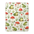 Frog & Toad Mushroom Sherpa Blanket — Cozy Woodland Throw