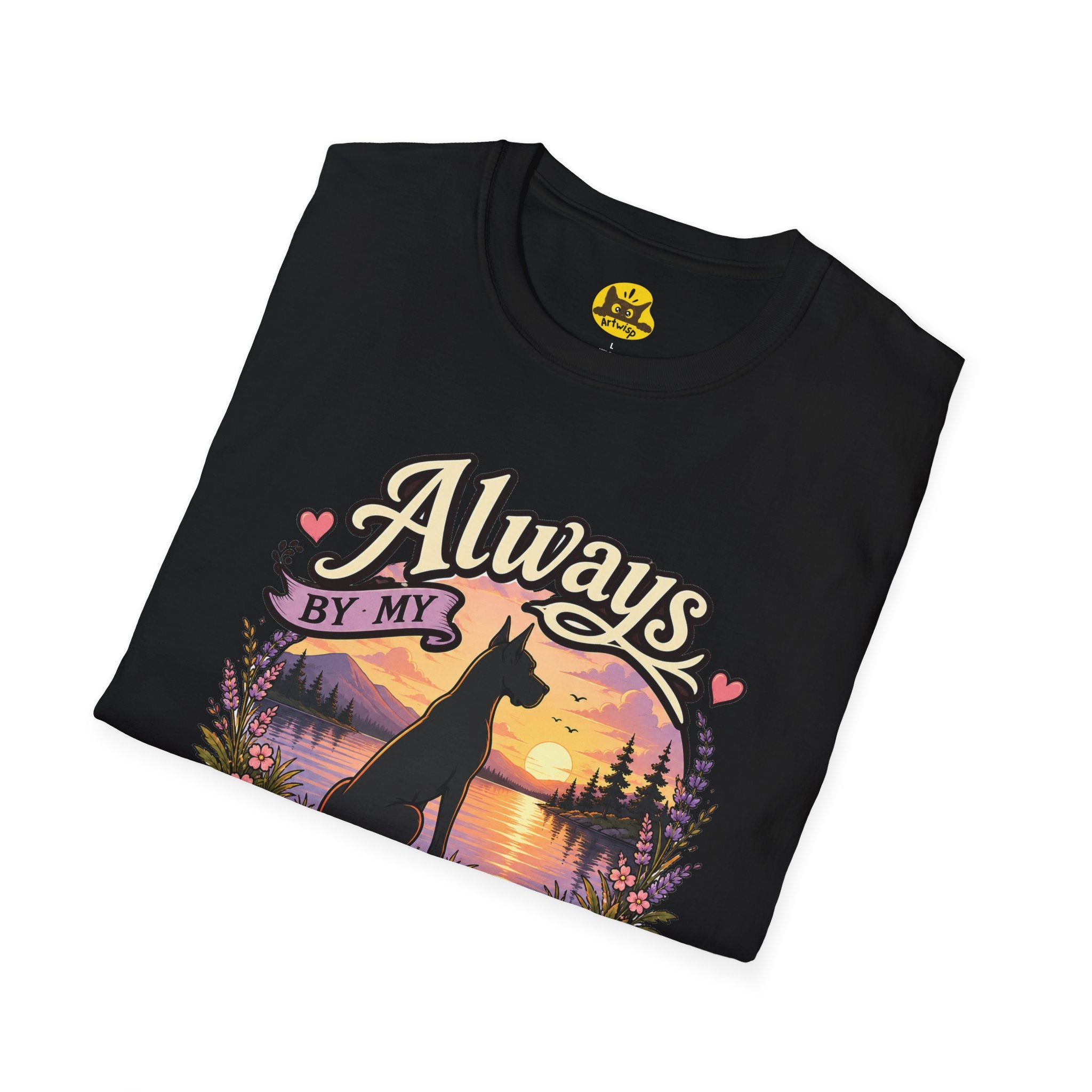 Always By My Side Great Dane T-Shirt — Sunset Silhouette Pet Lover Tee