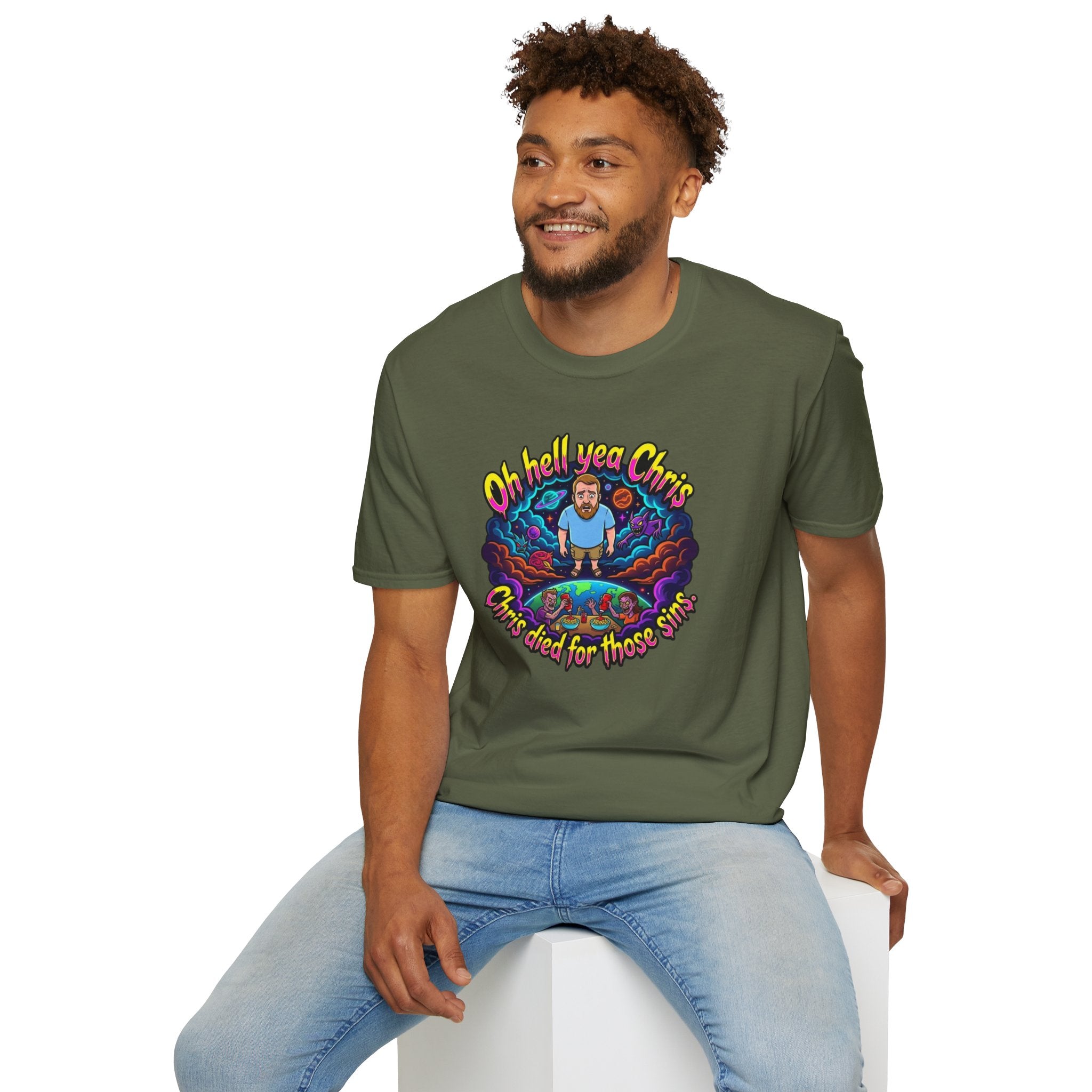 T‑Shirt — “Oh Hell Yea Chris” Retro Psychedelic Graphic Tee
