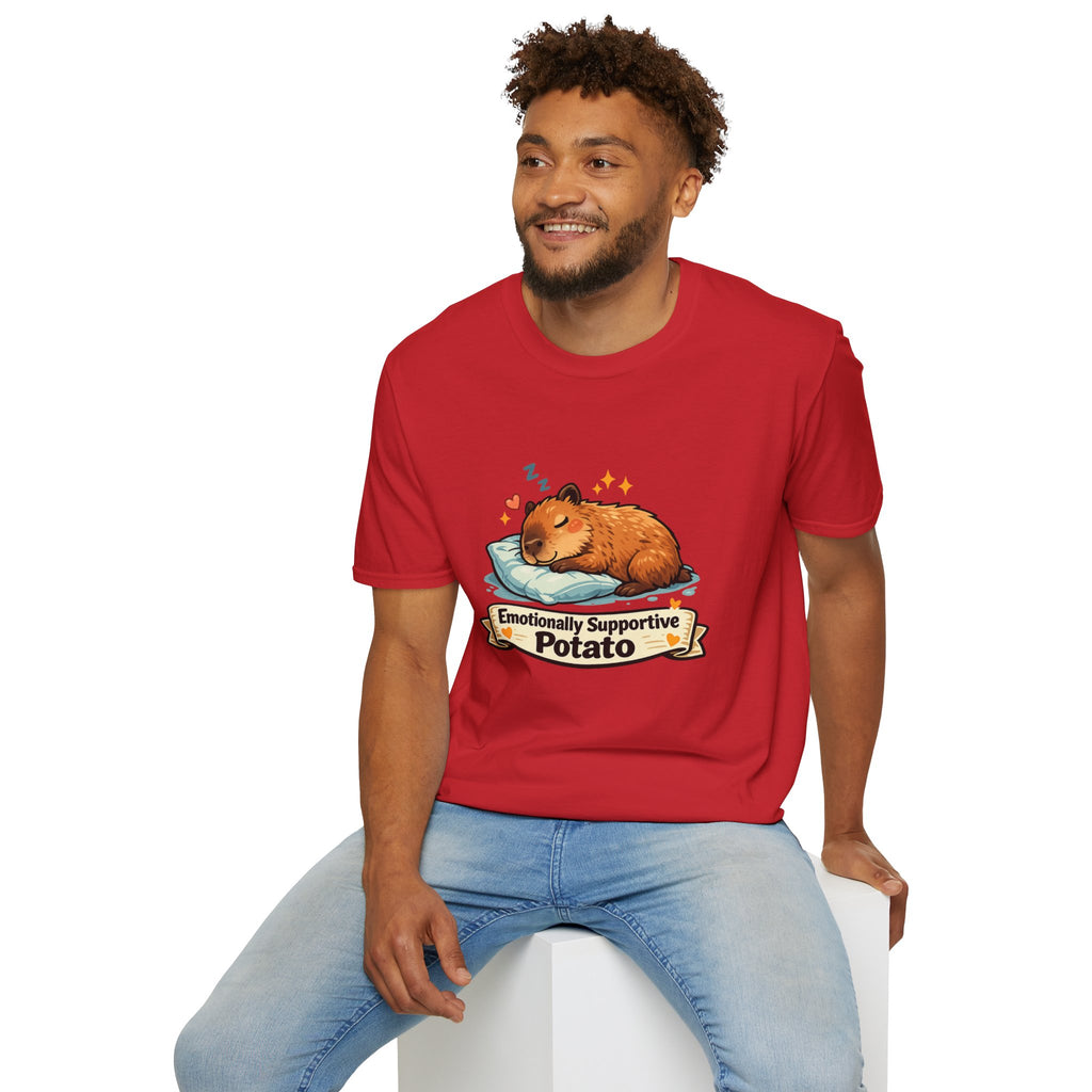 Emotionally Supportive Potato T-Shirt — Cute Sleeping Capybara Design