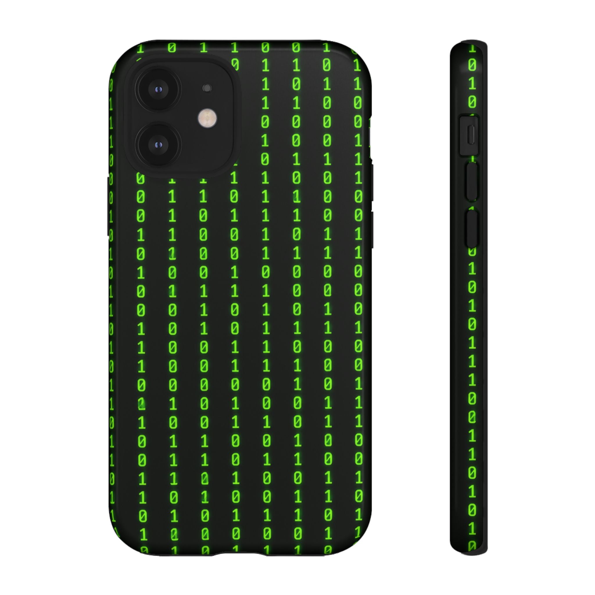 Coder Phone Case — Matrix Binary Code Green on Black Tough Case