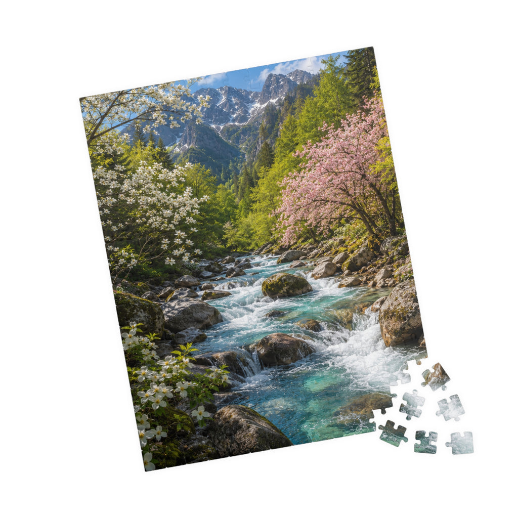 Mountain Spring River Puzzle — Scenic Nature Jigsaw (110/252/520/1014 pcs)