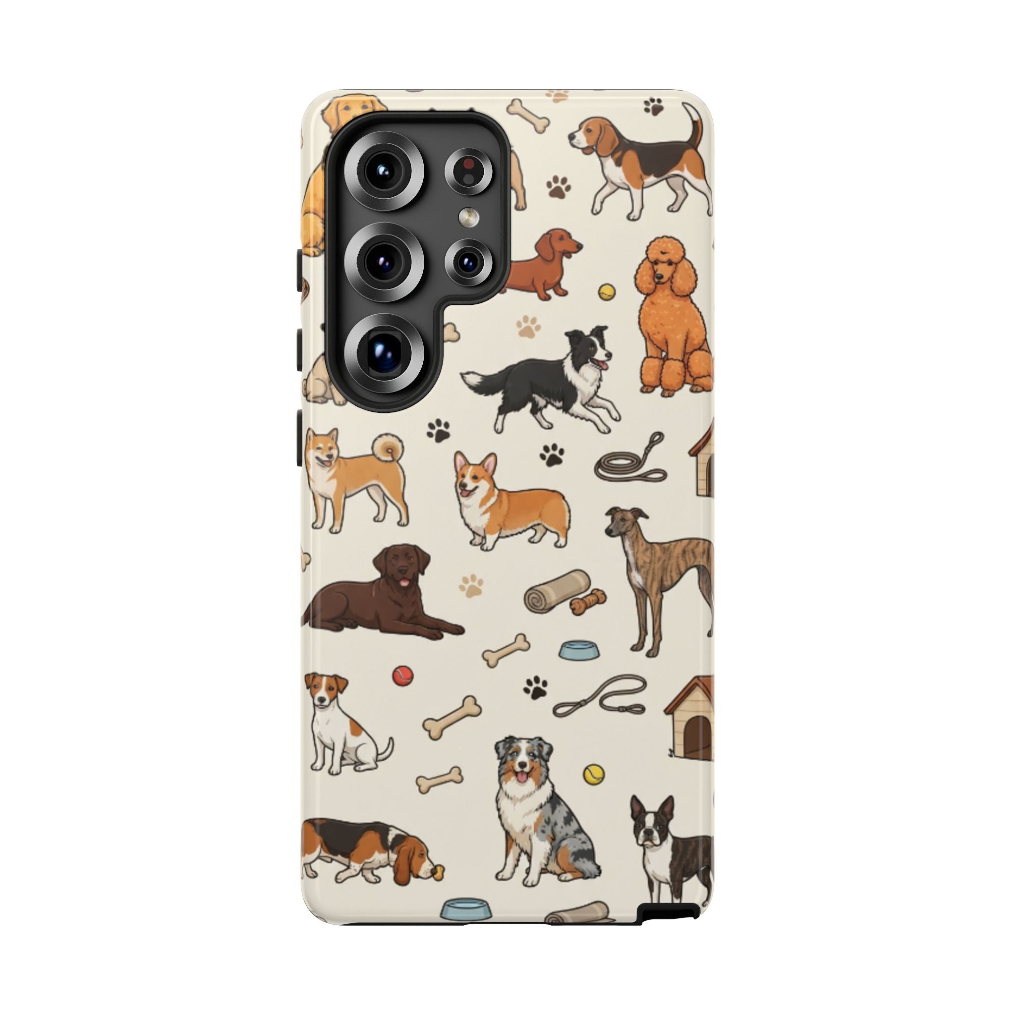 Dog Pattern Tough Phone Case — Cute Breed Collage Protective Cover