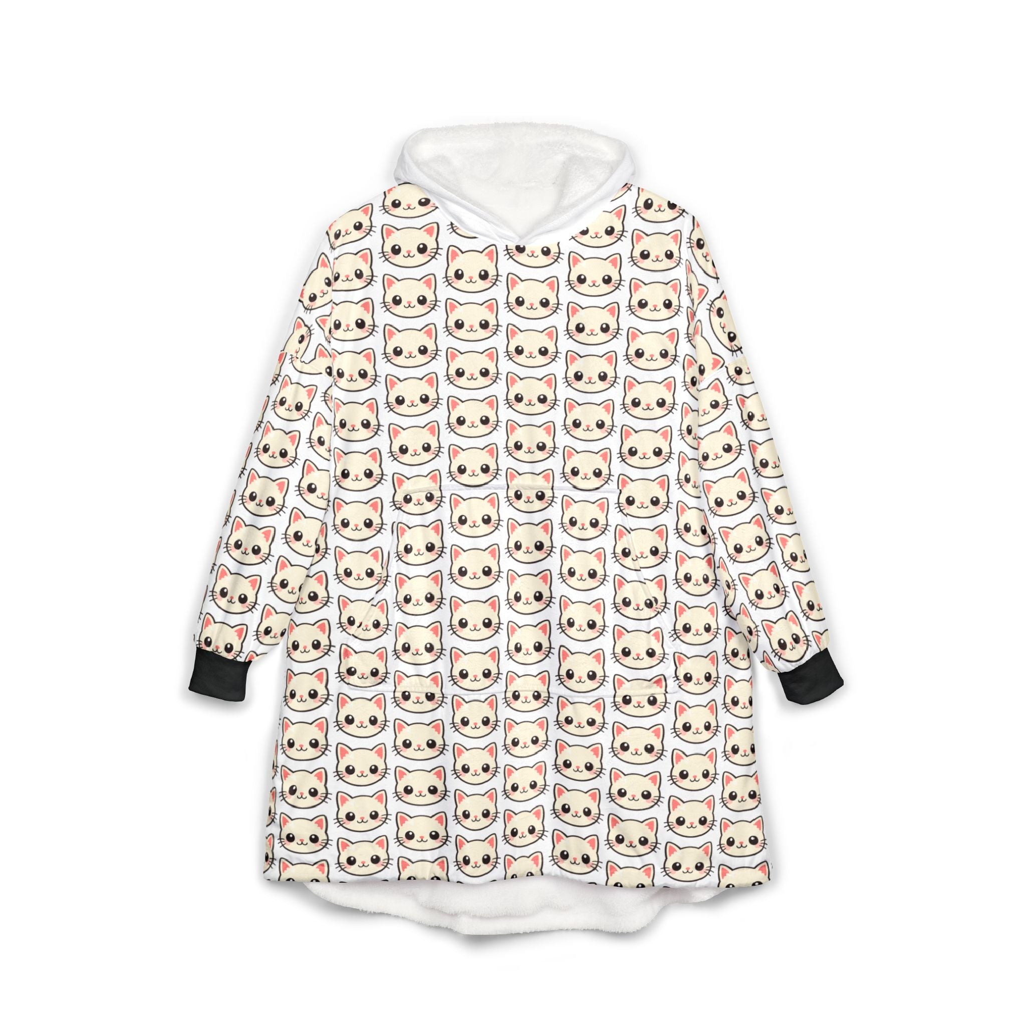 Cat Face Hooded Blanket — Cute Kawaii Kitty Wearable Throw