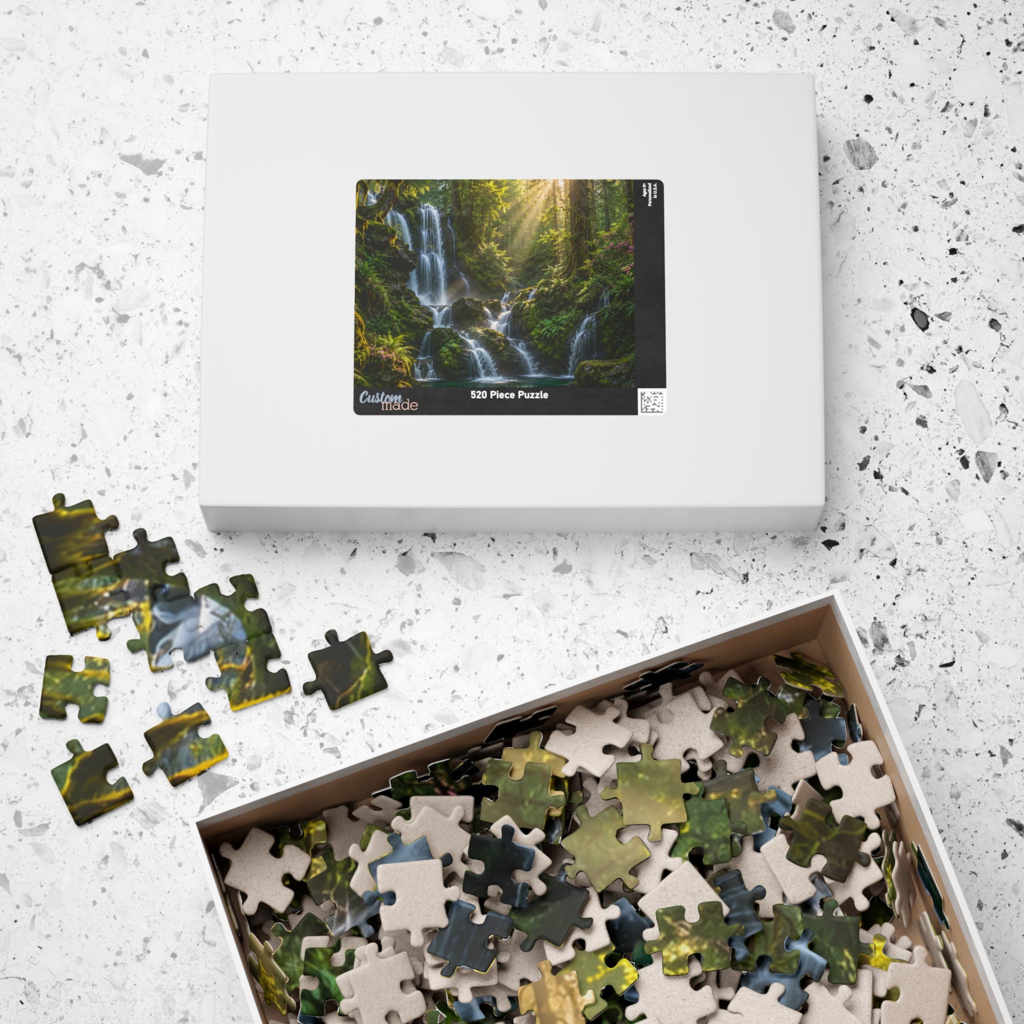Enchanted Waterfall Forest Puzzle — Scenic Nature Jigsaw (110/252/520/1014 pcs)