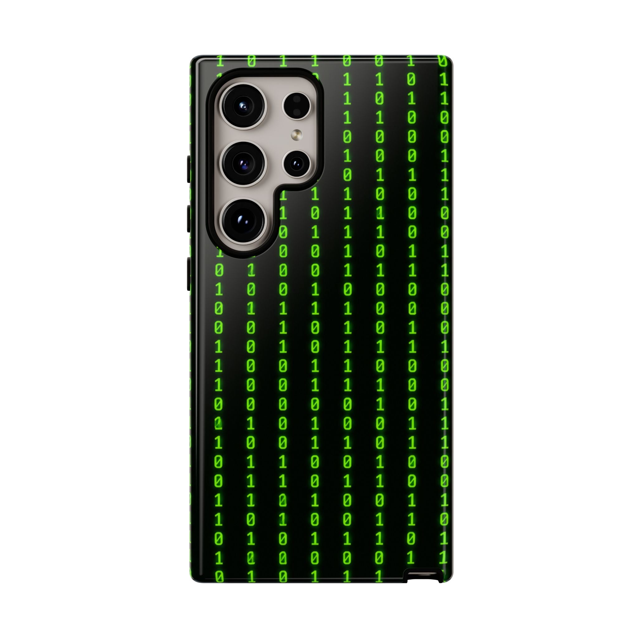 Coder Phone Case — Matrix Binary Code Green on Black Tough Case