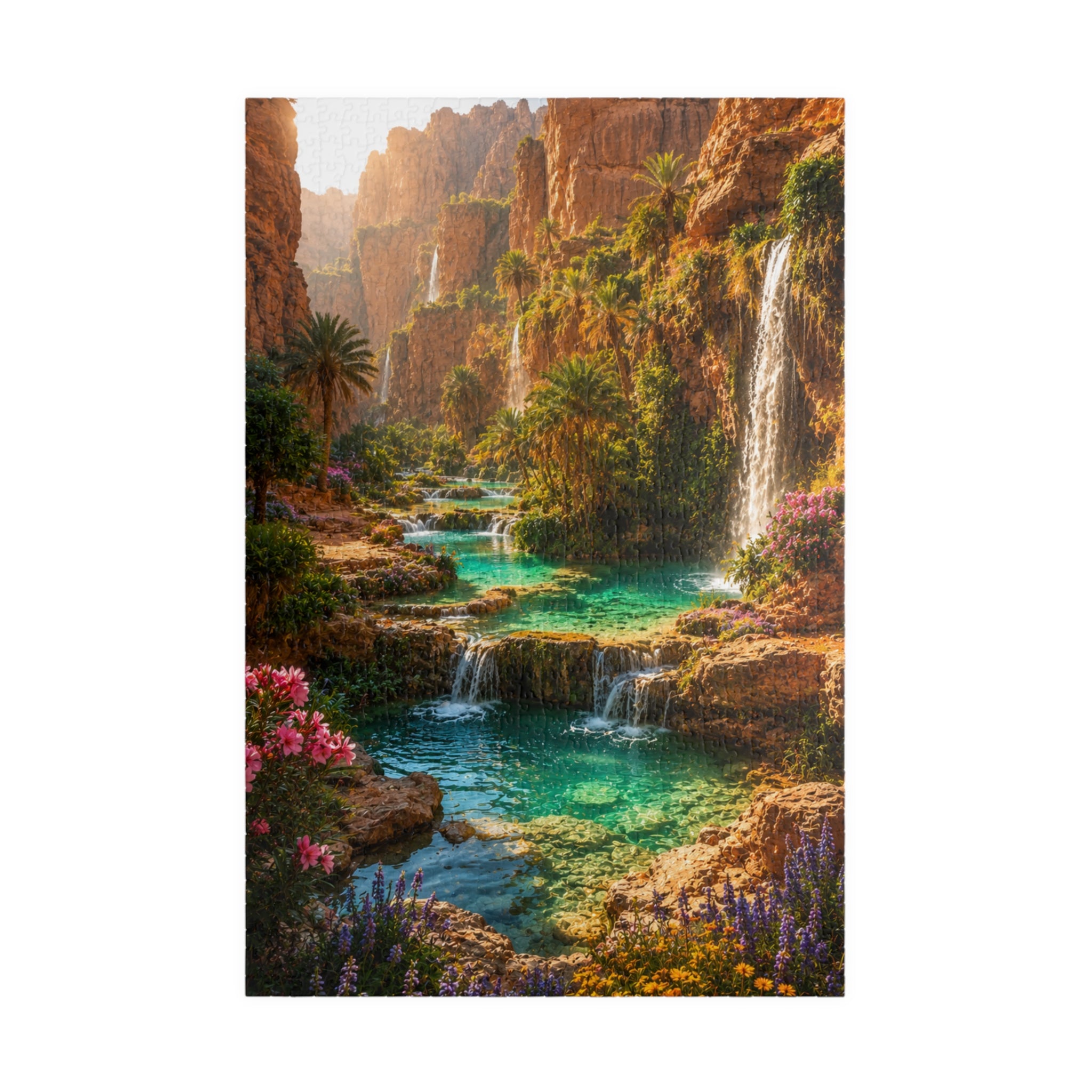 Scenic Oasis Waterfall Jigsaw Puzzle — 110/252/520/1014-Piece Landscape Puzzle