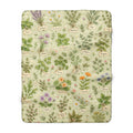 Pastel Herbal Garden Sherpa Blanket — Botanical Labeled Herbs Fleece Throw