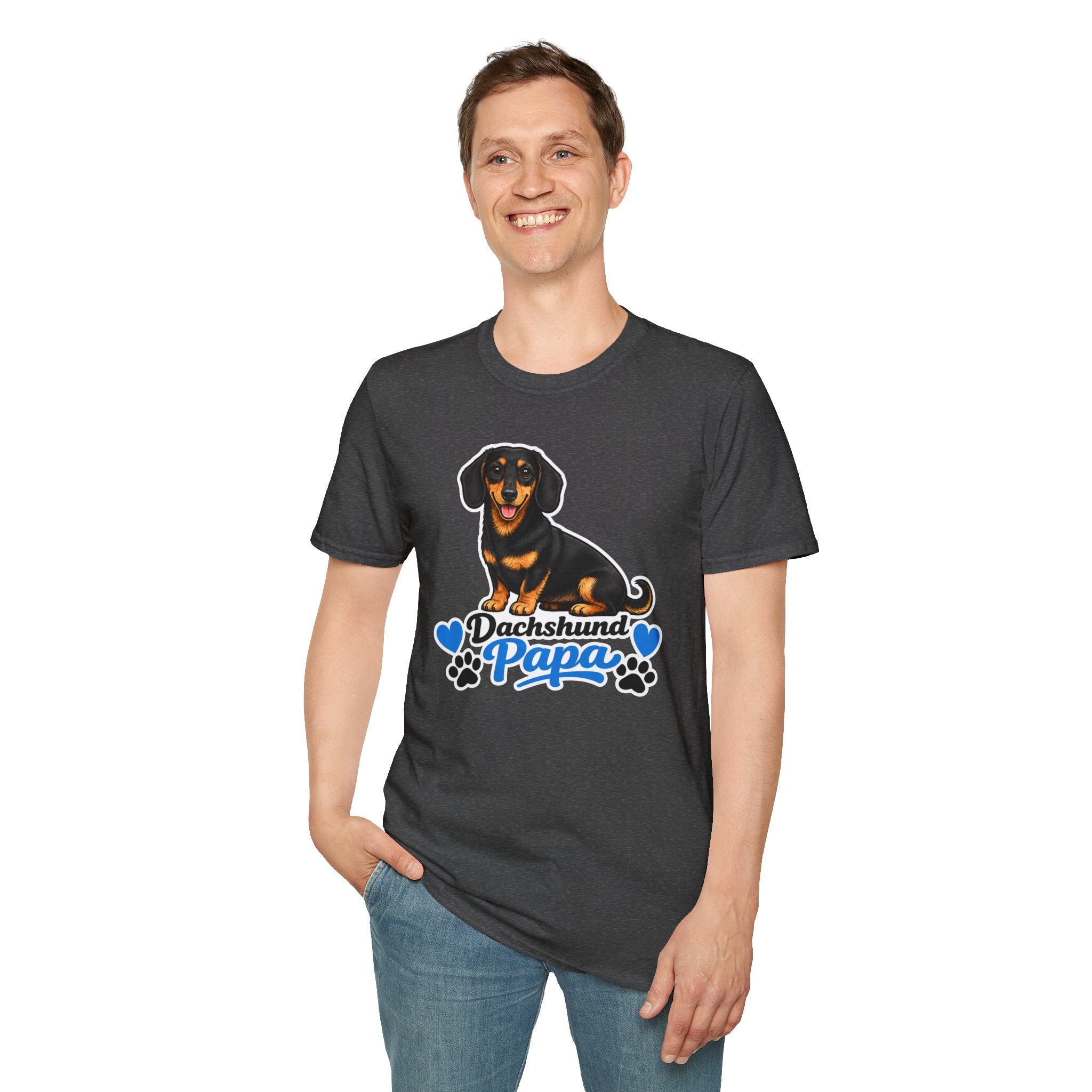 Dachshund Papa T-Shirt — Cute Black & Tan Sausage Dog Tee for Dog Dads