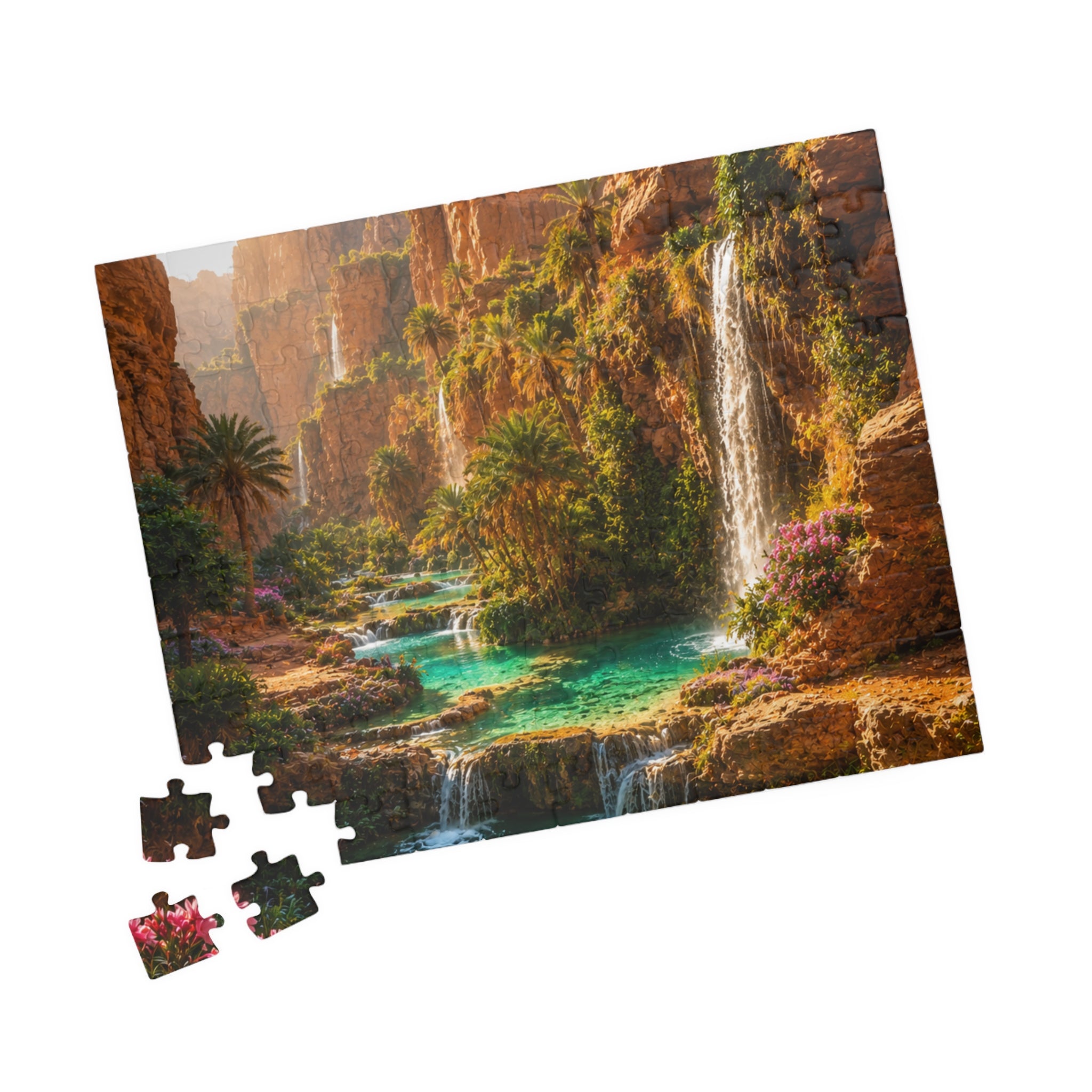 Scenic Oasis Waterfall Jigsaw Puzzle — 110/252/520/1014-Piece Landscape Puzzle