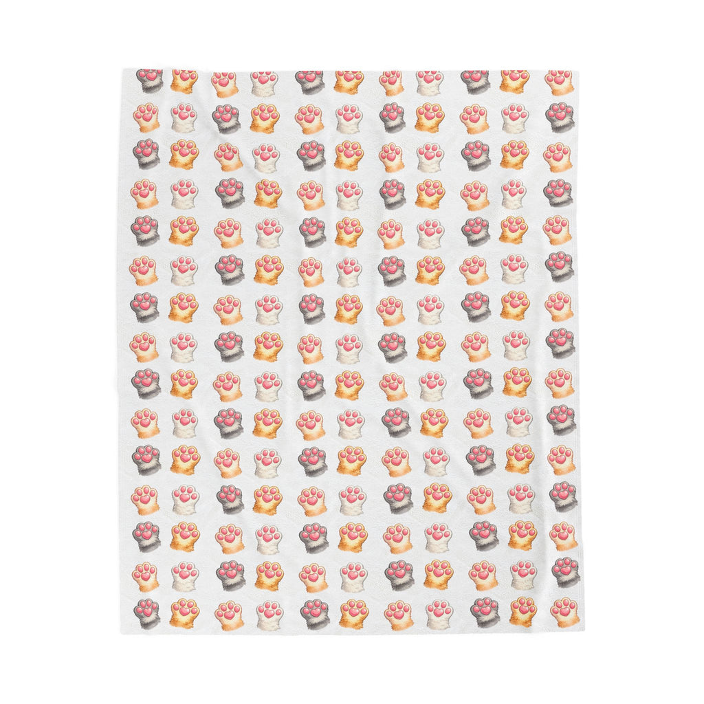Cat Paw Pattern Velveteen Plush Blanket – Soft Cozy Cat Themed Throw for Home, Kids & Gifts