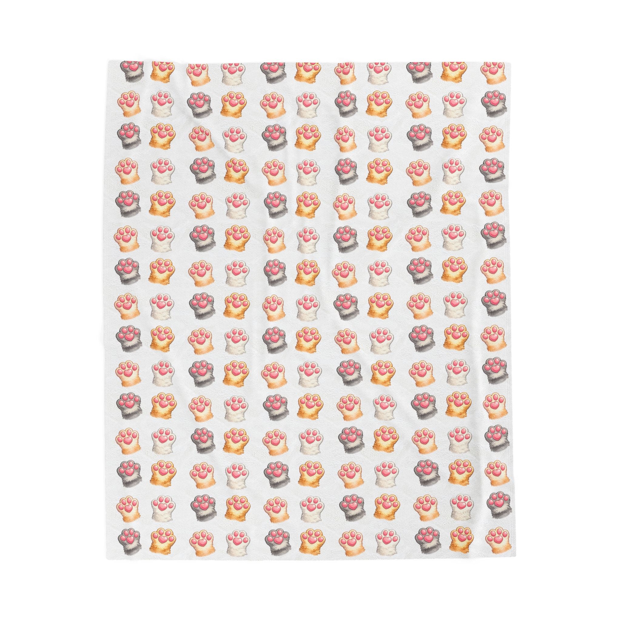 Cat Paw Pattern Velveteen Plush Blanket – Soft Cozy Cat Themed Throw for Home, Kids & Gifts