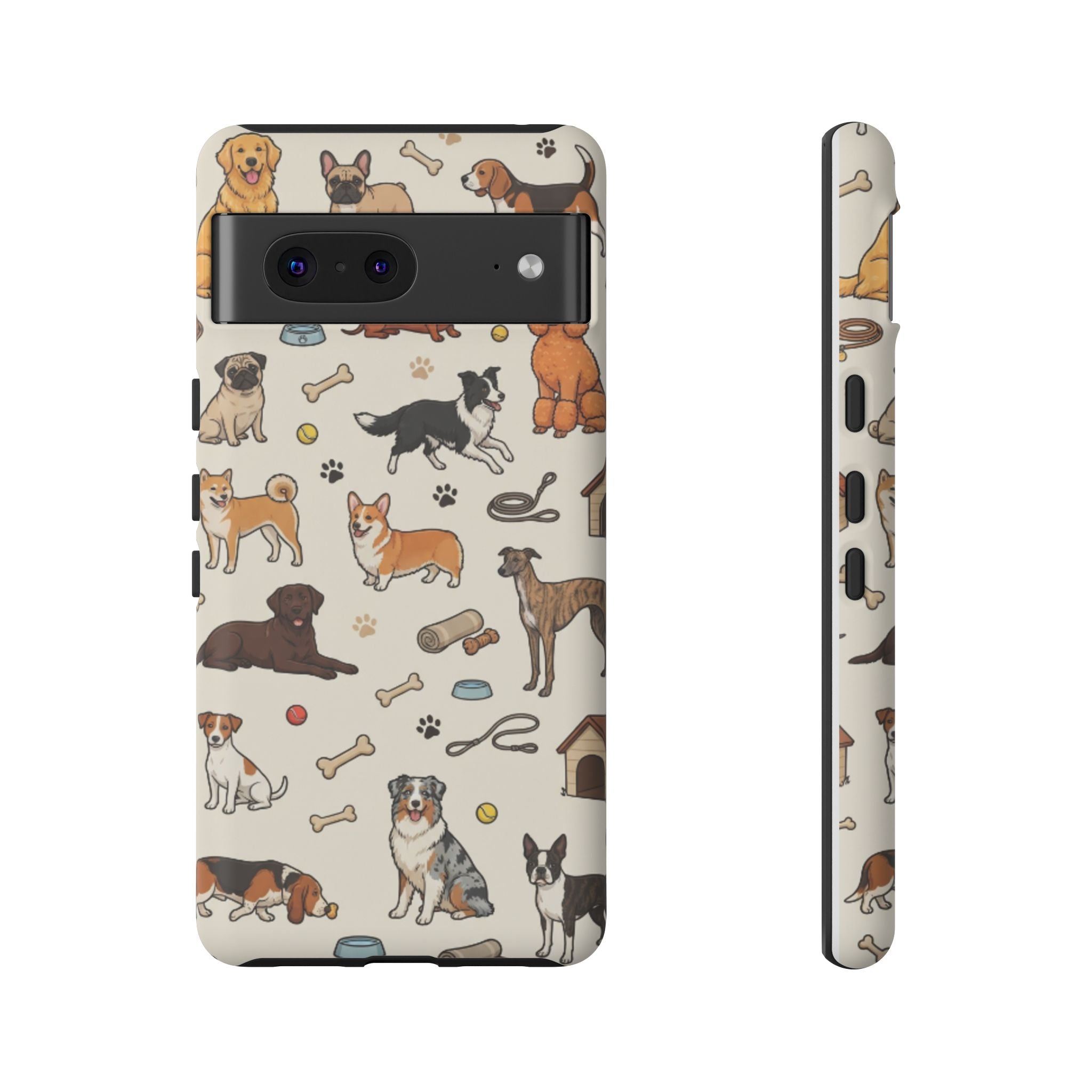 Dog Pattern Tough Phone Case — Cute Breed Collage Protective Cover