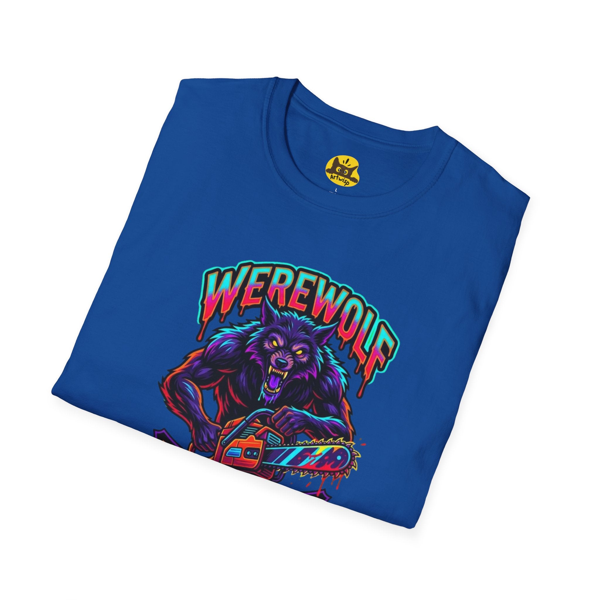 Werewolf T-Shirt — "Werewolf with a Chainsaw" Retro Horror Graphic Tee
