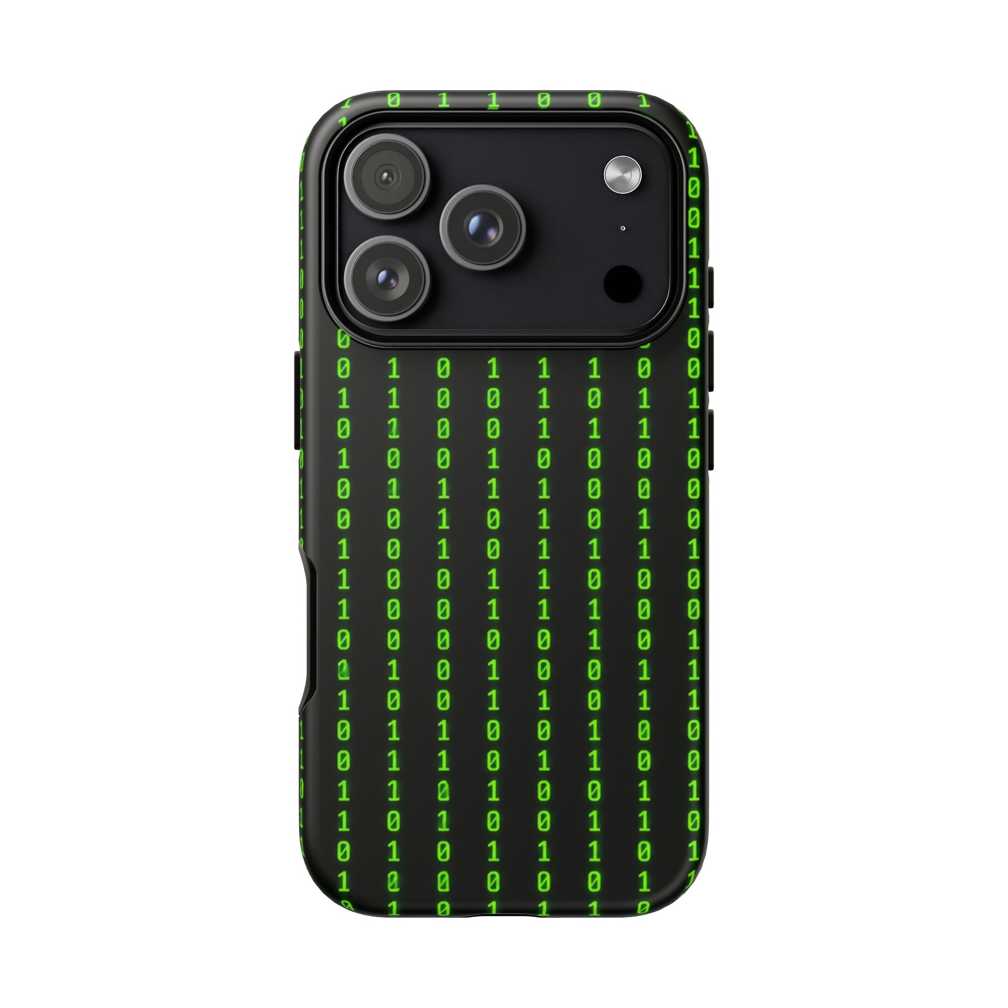 Coder Phone Case — Matrix Binary Code Green on Black Tough Case