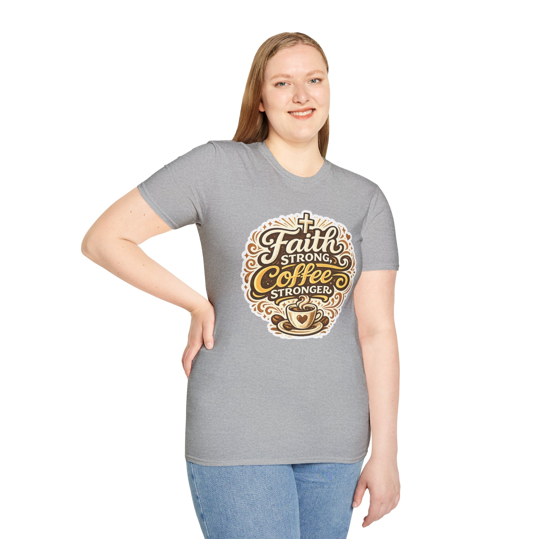 Faith Strong, Coffee Stronger T-Shirt | Faith Inspired Gift Tee