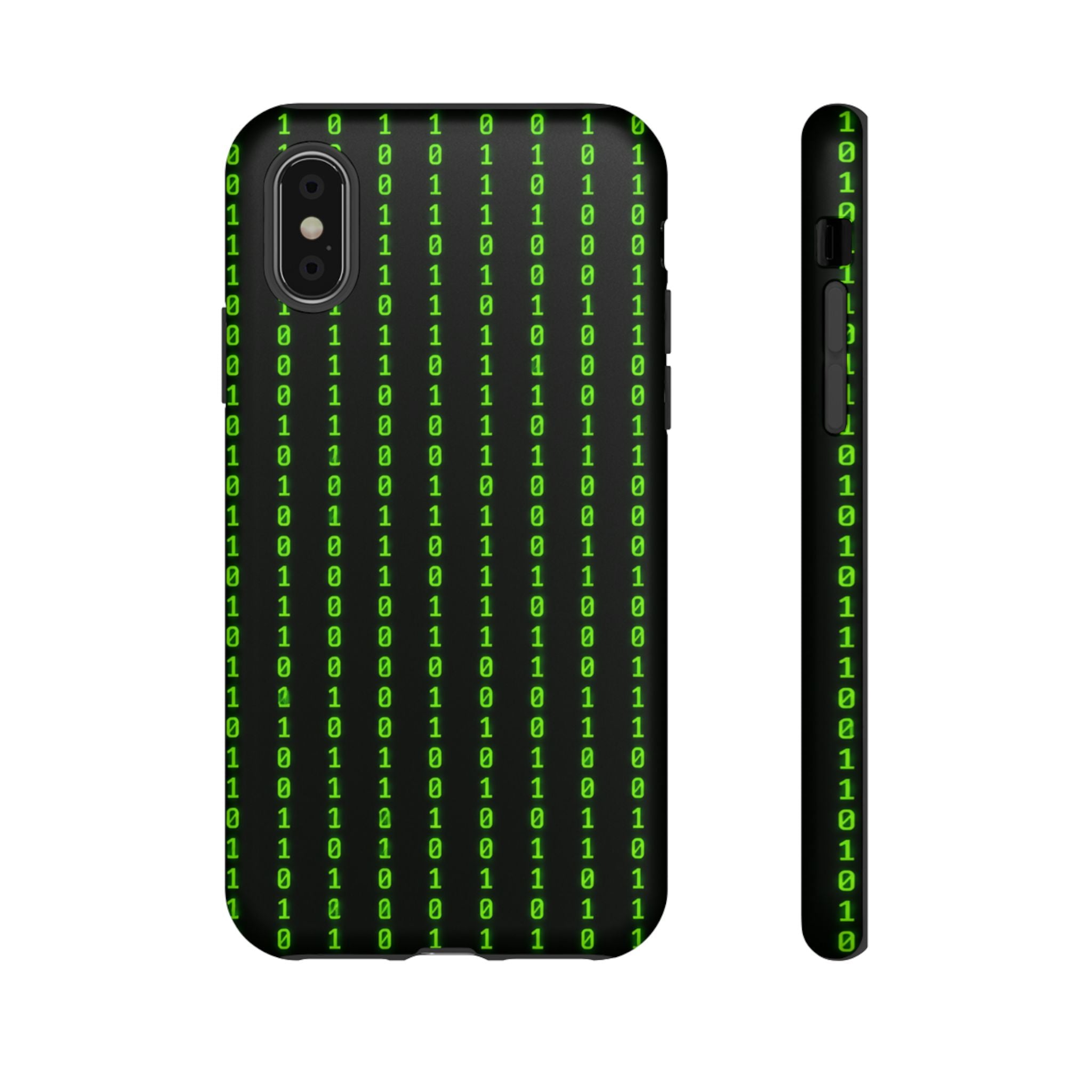 Coder Phone Case — Matrix Binary Code Green on Black Tough Case