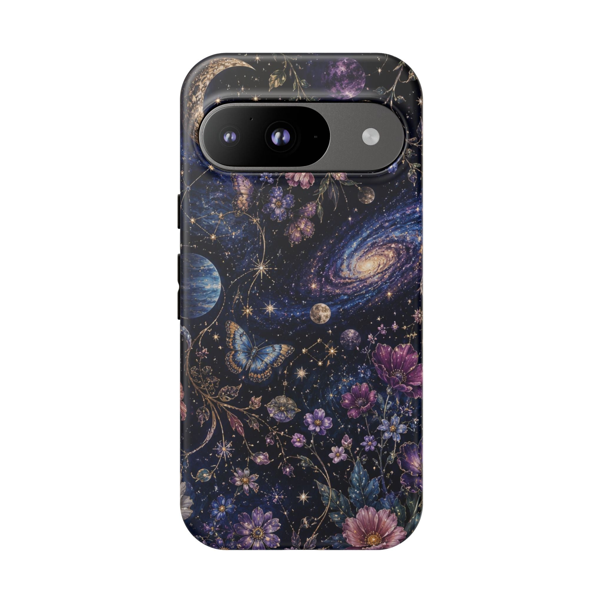 Cosmic Garden Tough Phone Case — Floral Galaxy Phone Protective Cover