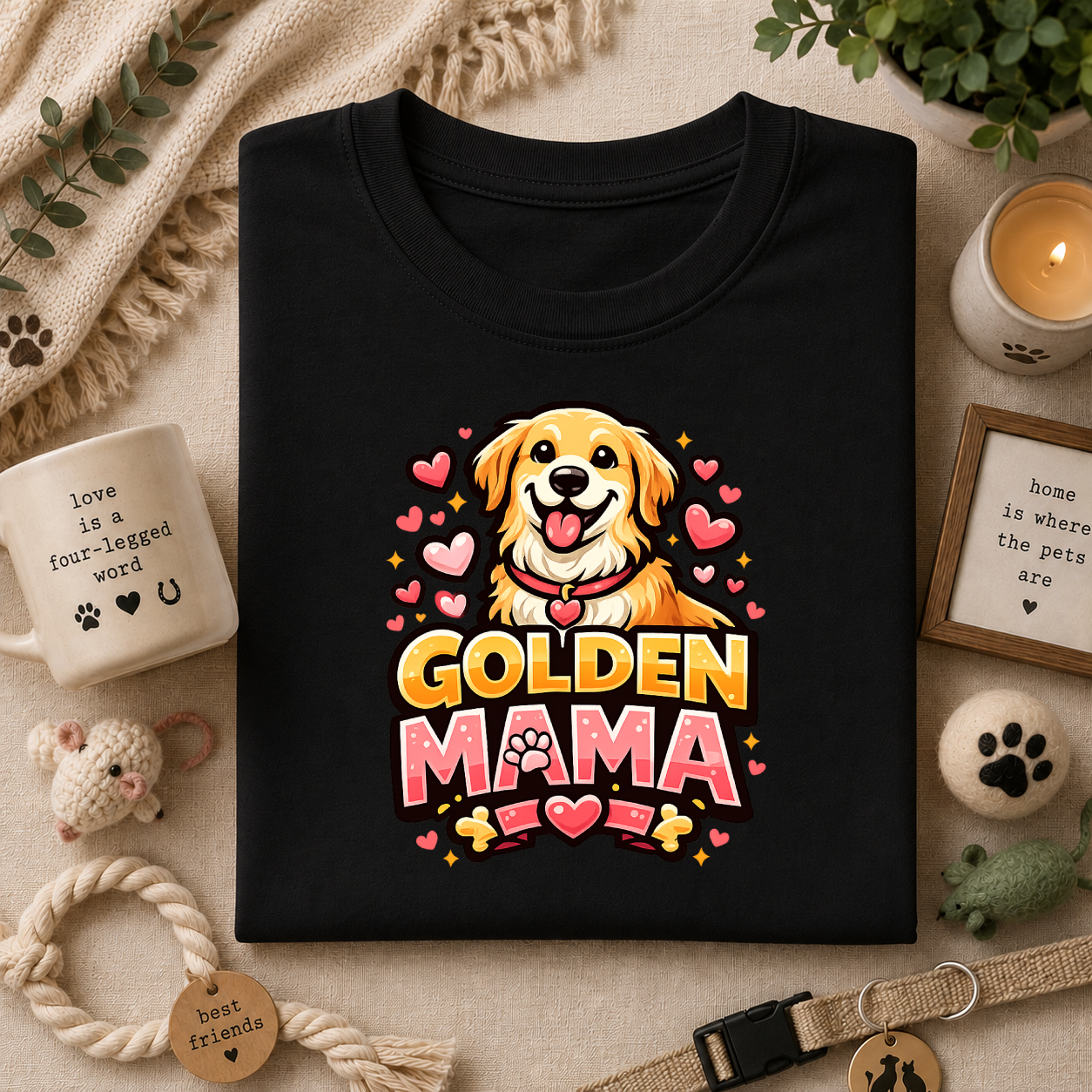 Golden Mama T-Shirt — Cute Golden Retriever Mom Tee