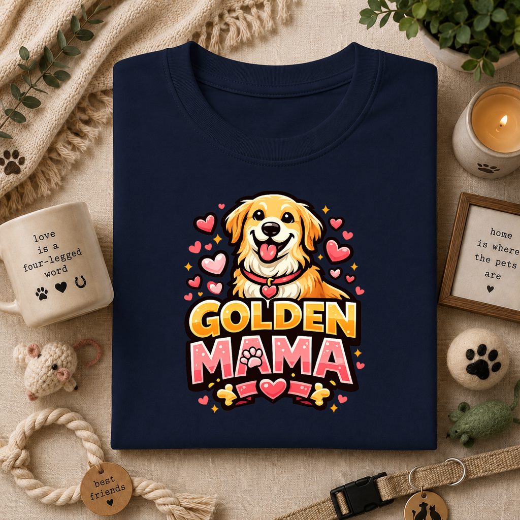 Golden Mama T-Shirt — Cute Golden Retriever Mom Tee