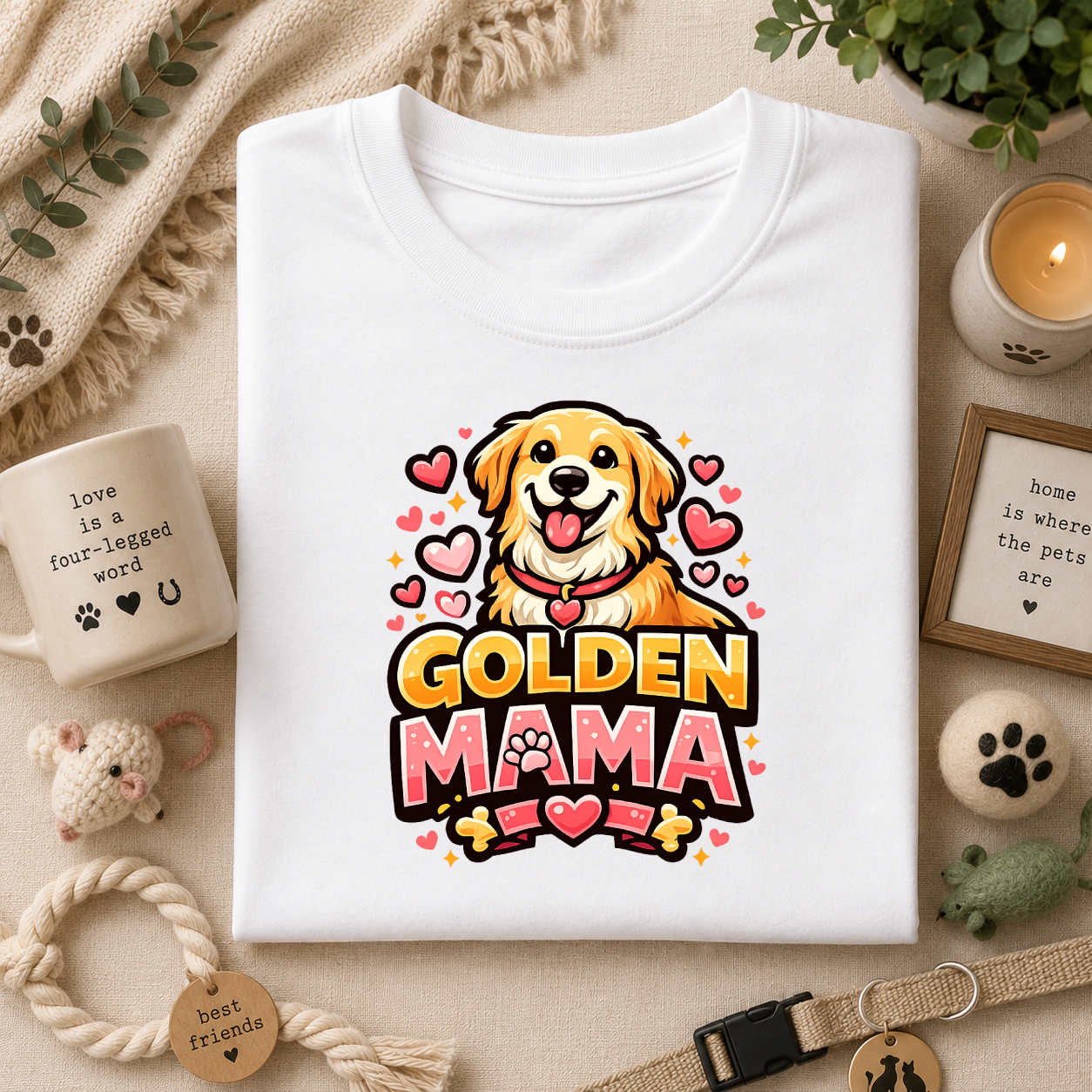 Golden Mama T-Shirt — Cute Golden Retriever Mom Tee