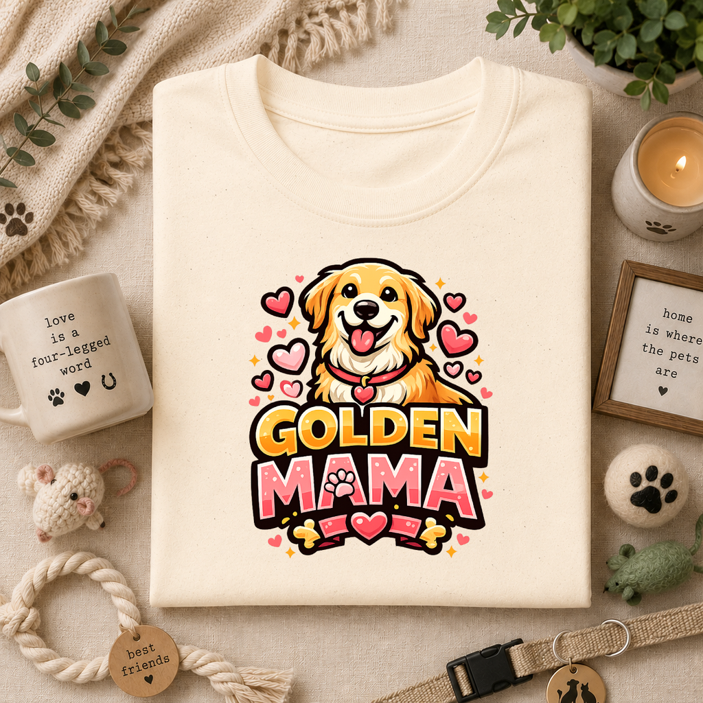 Golden Mama T-Shirt — Cute Golden Retriever Mom Tee