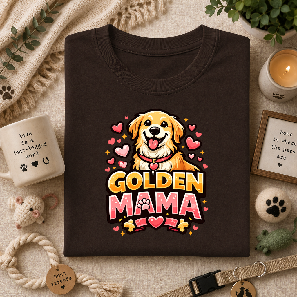 Golden Mama T-Shirt — Cute Golden Retriever Mom Tee