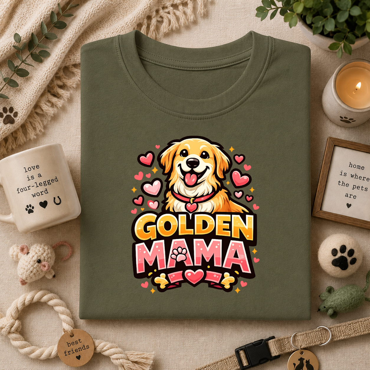 Golden Mama T-Shirt — Cute Golden Retriever Mom Tee