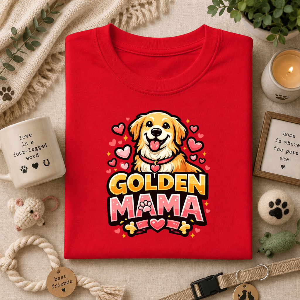 Golden Mama T-Shirt — Cute Golden Retriever Mom Tee