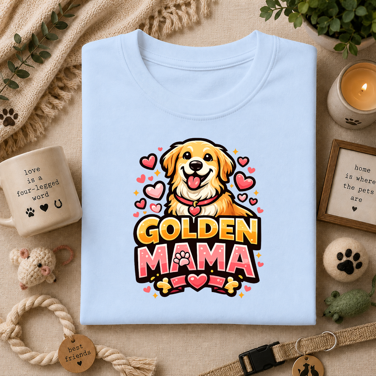Golden Mama T-Shirt — Cute Golden Retriever Mom Tee