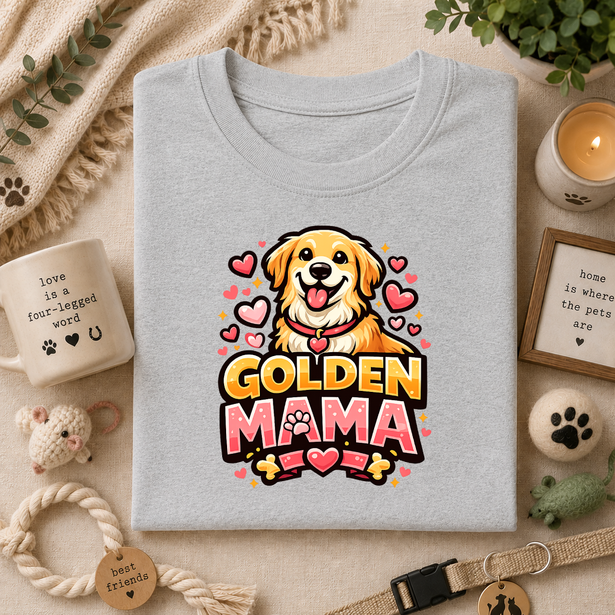 Golden Mama T-Shirt — Cute Golden Retriever Mom Tee