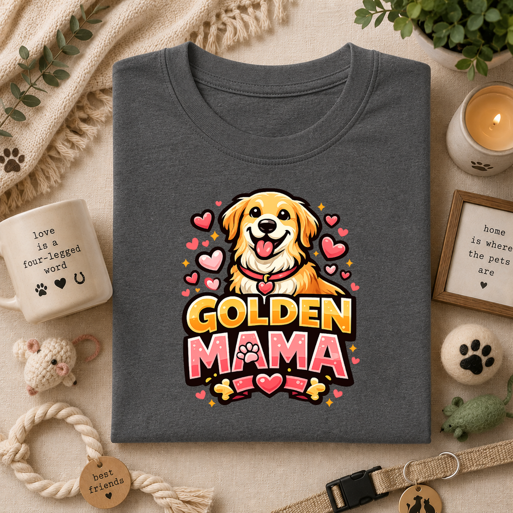 Golden Mama T-Shirt — Cute Golden Retriever Mom Tee