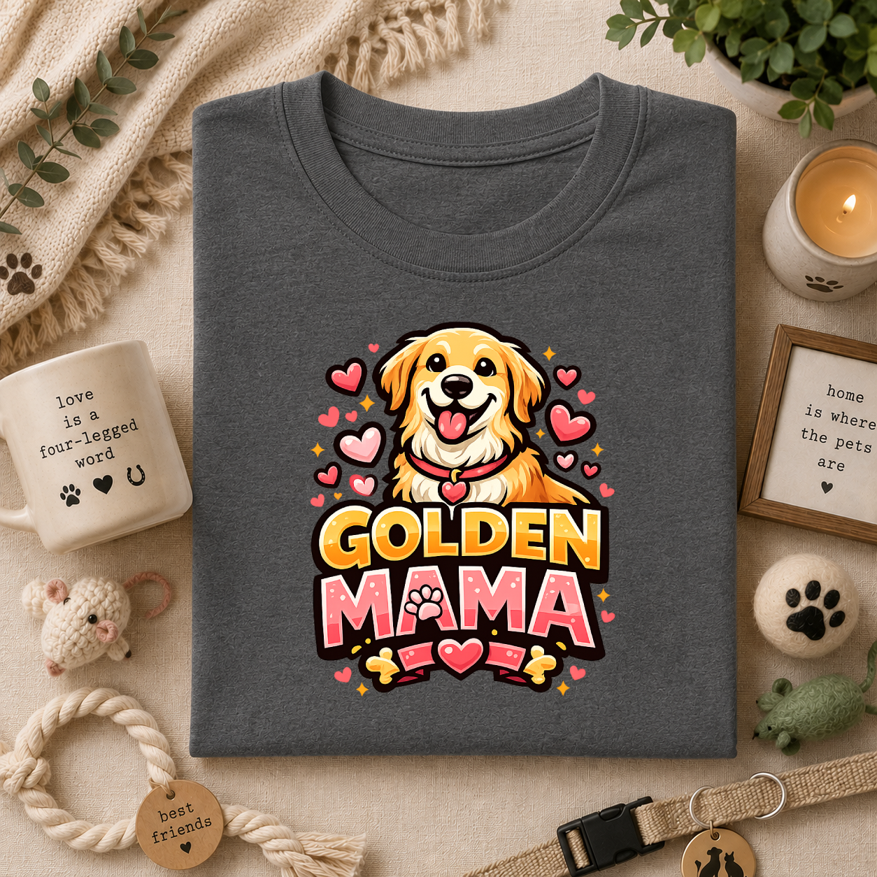 Golden Mama T-Shirt — Cute Golden Retriever Mom Tee