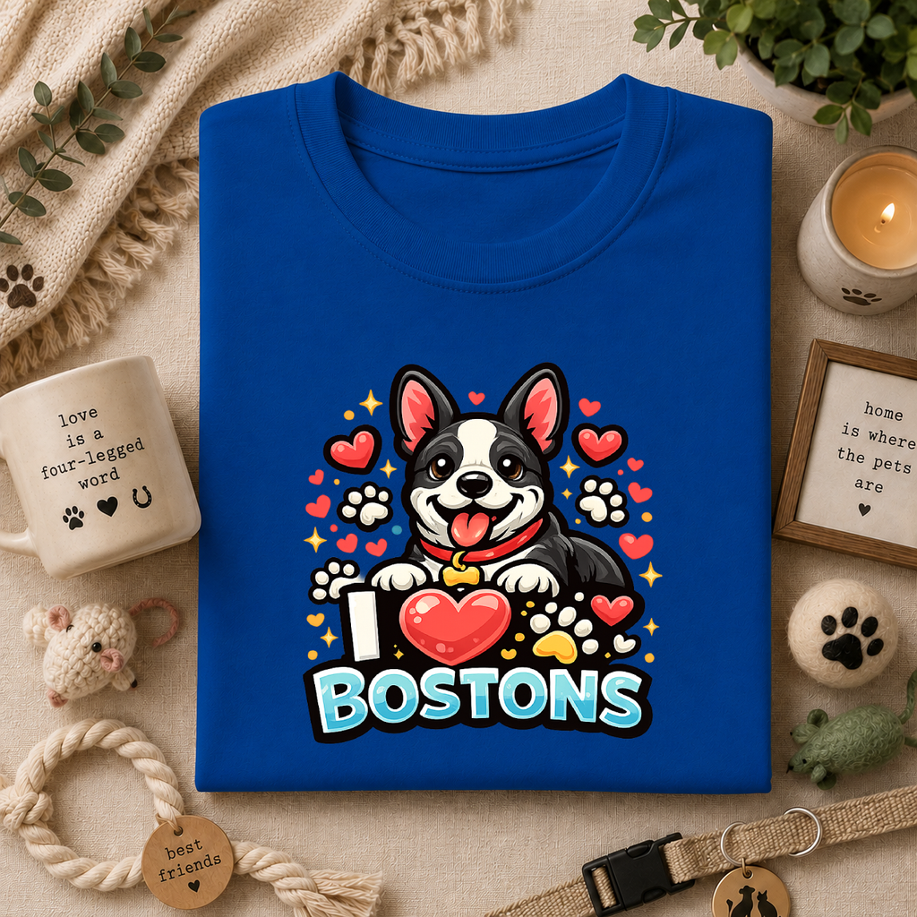 Boston Terrier T-Shirt — Cute "I ♥ Bostons" Dog Lover Tee