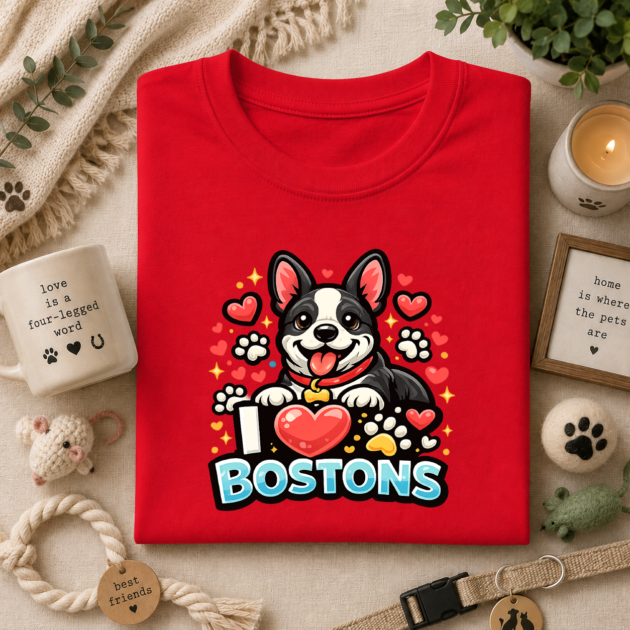 Boston Terrier T-Shirt — Cute "I ♥ Bostons" Dog Lover Tee