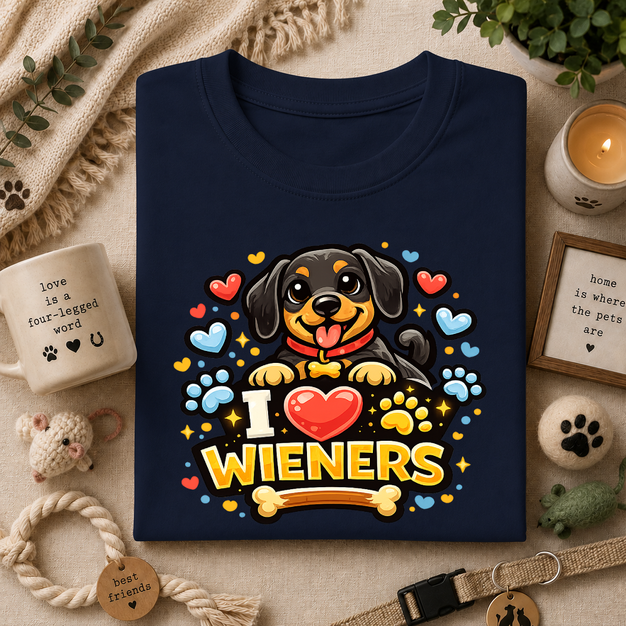 I Heart Wieners T-Shirt — Cute Dachshund Dog Lover Tee