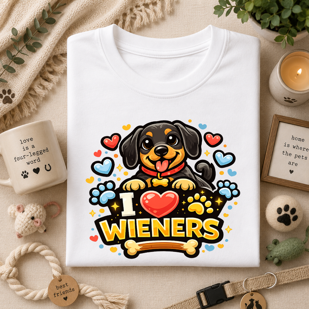 I Heart Wieners T-Shirt — Cute Dachshund Dog Lover Tee