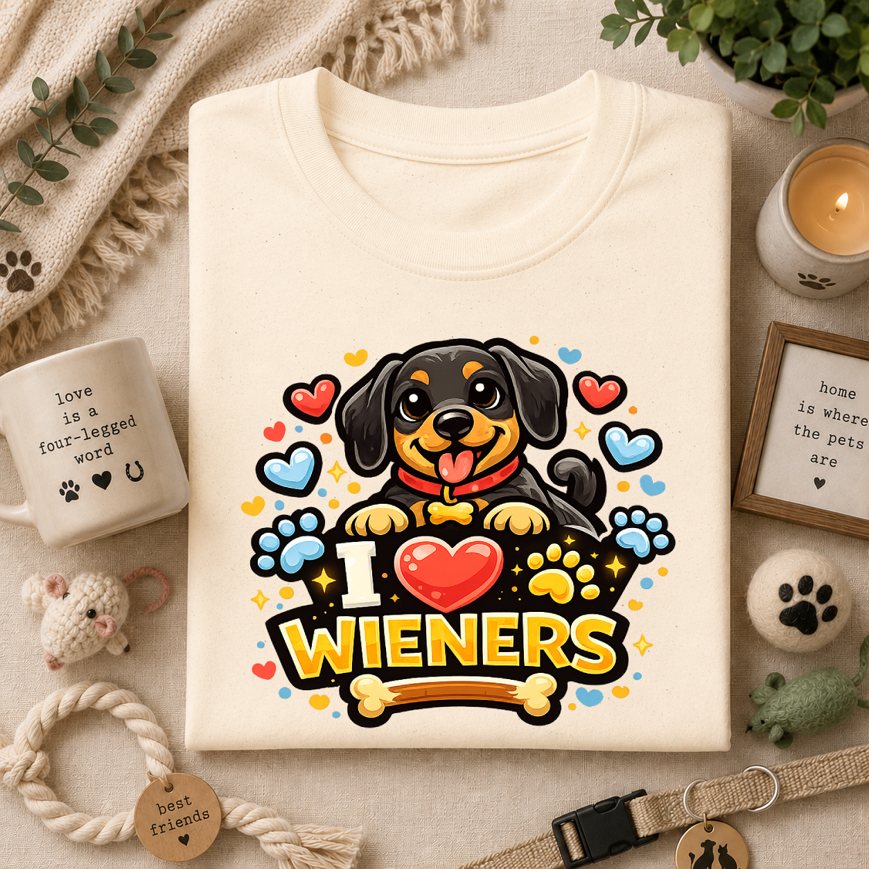 I Heart Wieners T-Shirt — Cute Dachshund Dog Lover Tee