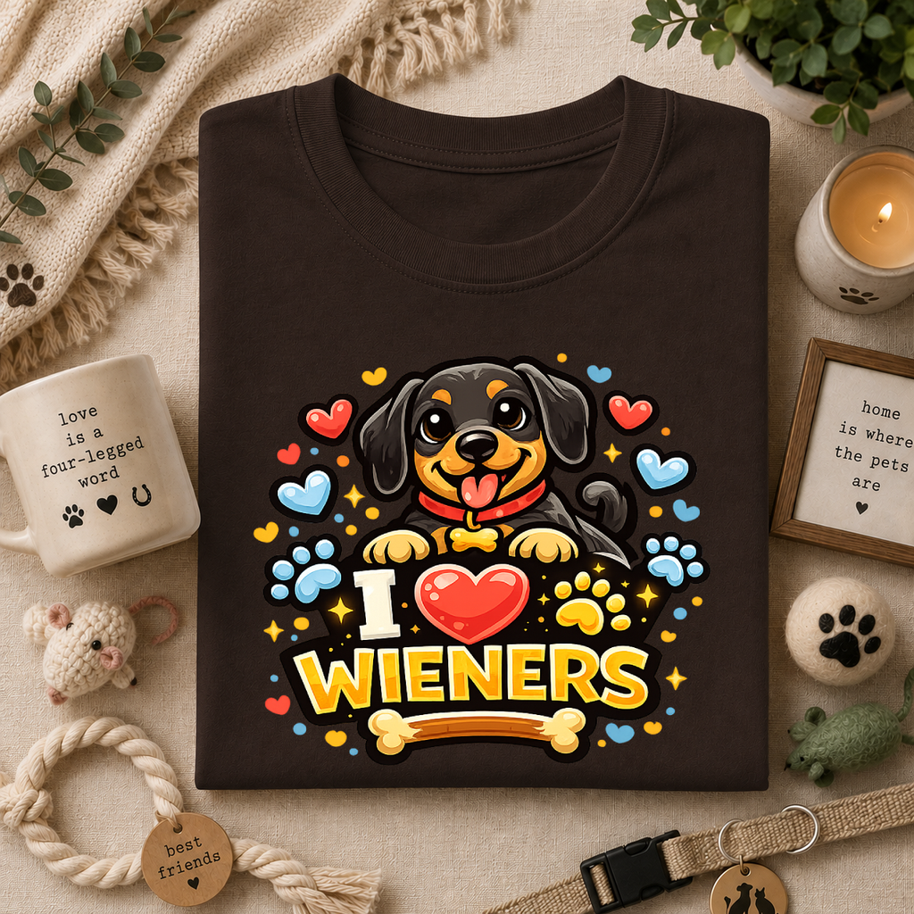I Heart Wieners T-Shirt — Cute Dachshund Dog Lover Tee