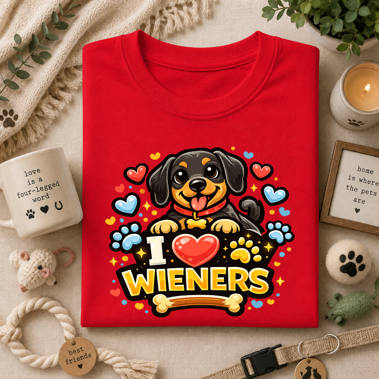I Heart Wieners T-Shirt — Cute Dachshund Dog Lover Tee